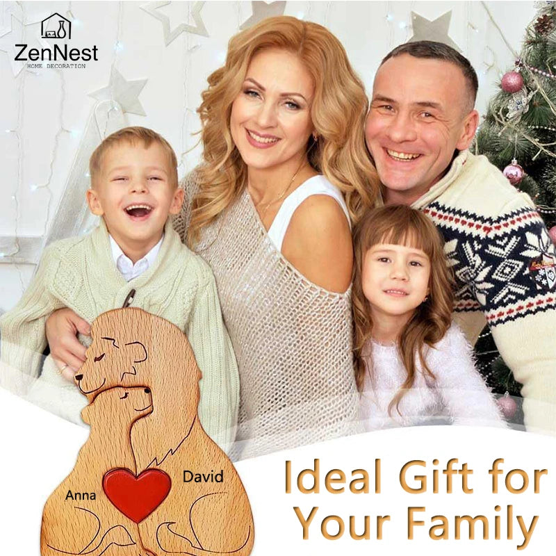 Personalized wooden family puzzle with name, wooden lion, artistic home decoration, Christmas, Thanksgiving, a warm gift for mom