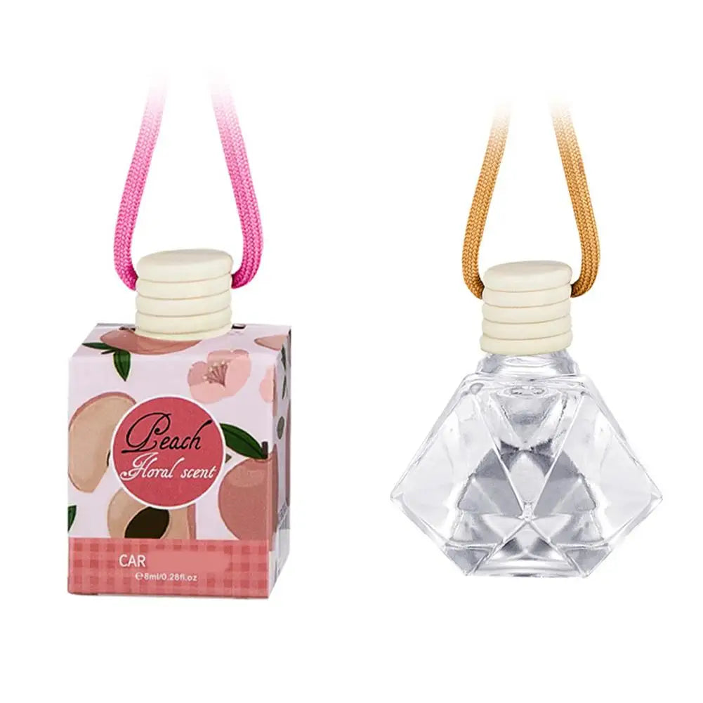 Diffuseur d'aromathérapie pour voiture, bouteille en verre suspendue, désodorisant automatique pour huiles essentielles, décor d'ornement de parfum de voiture naturel