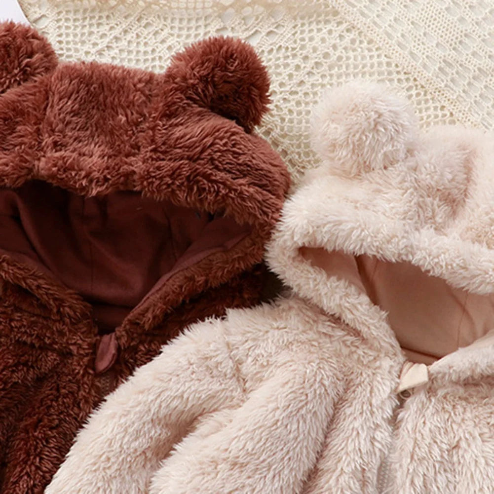 Vêtements d'hiver pour bébé de 0 à 24 mois, barboteuse ours de dessin animé mignon, pyjama pour nourrissons garçons et filles, Costume Animal, combinaison à fermeture éclair