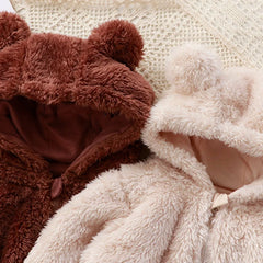 Vêtements d'hiver pour bébé de 0 à 24 mois, barboteuse ours de dessin animé mignon, pyjama pour nourrissons garçons et filles, Costume Animal, combinaison à fermeture éclair