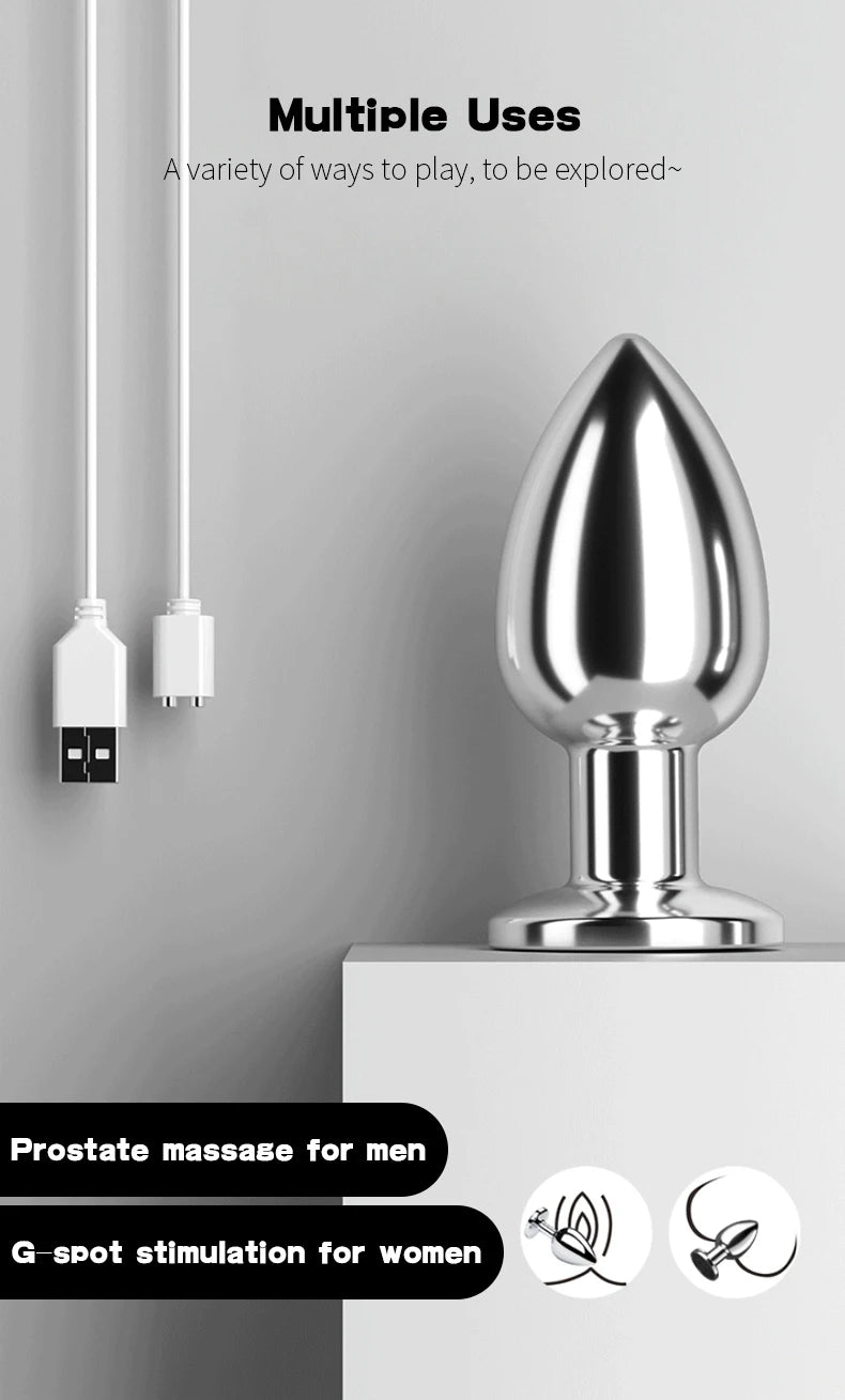 Adult sex toys, double-ended metal anal plug, couples' play, male and female anal dildo, G-spot massager, female SM plug masturbator