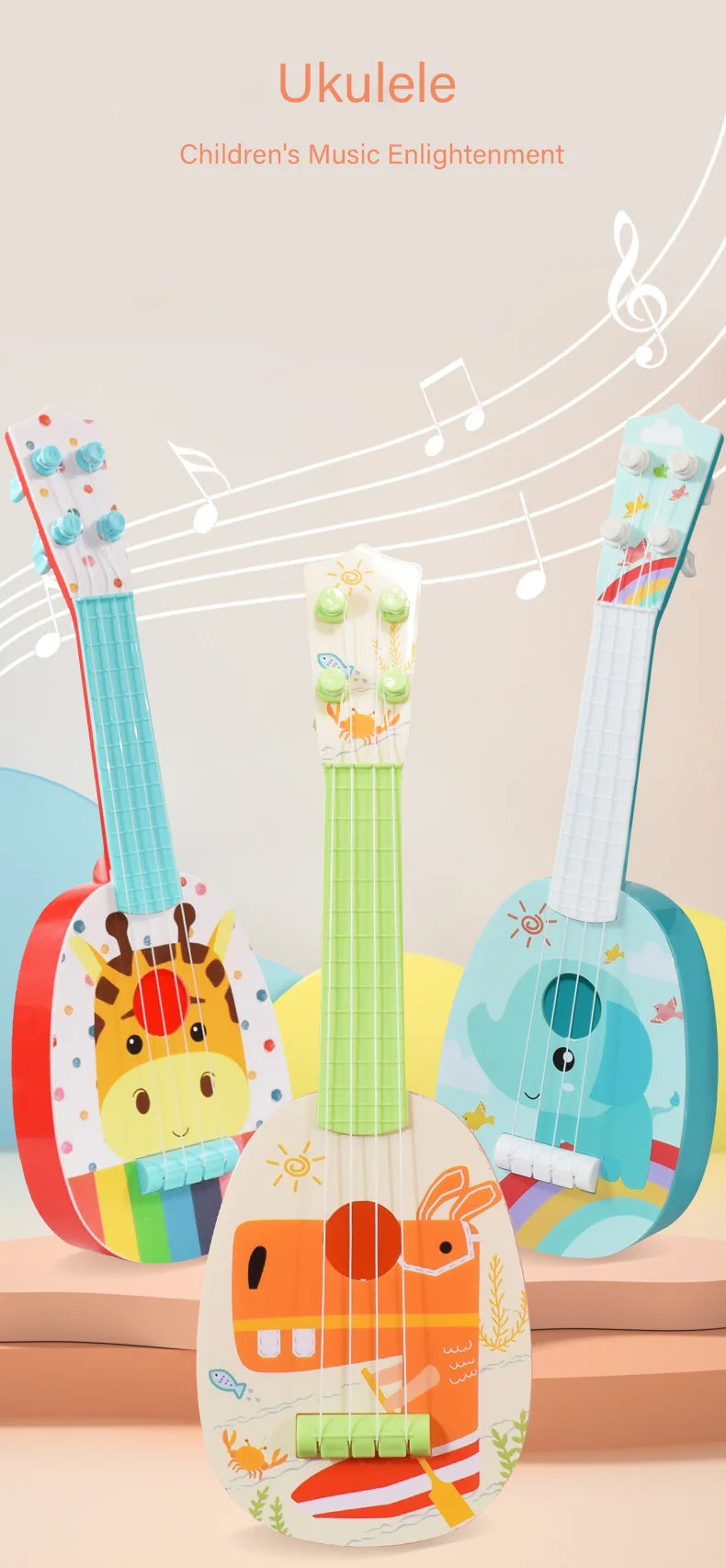 Jouet de guitare ukulélé pour tout-petits, Instruments de musique d'éducation précoce, Mini jouets d'apprentissage de guitare à 4 cordes, jouets interactifs Parent-enfant