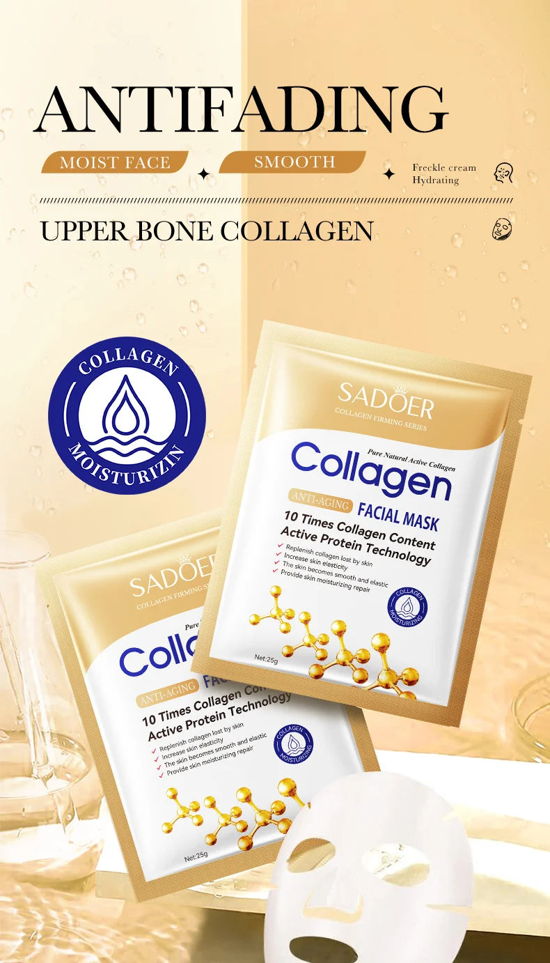 Masque Facial Anti-rides au collagène, 10 pièces, Anti-vieillissement, estompe les ridules, peau ferme, hydratant, éclaircissant, soins de la peau, cosmétiques coréens