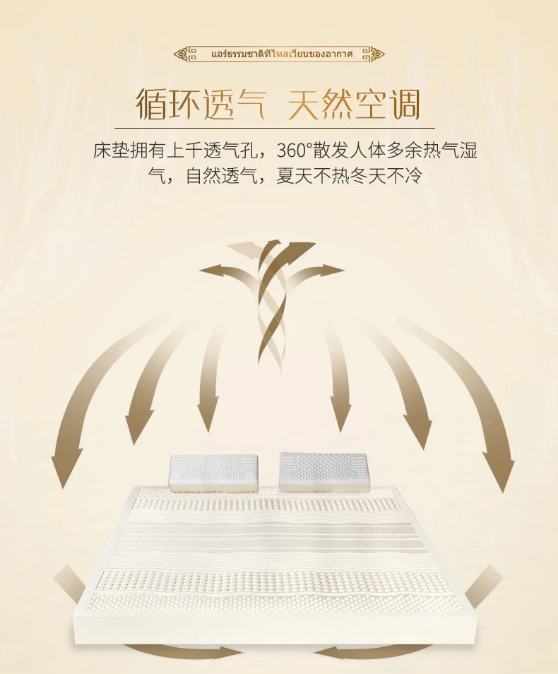 Matelas supérieur en Latex naturel 100%, Source de Latex haut de gamme, liquide pliable, tapis chinois à rebond lent avec housse en coton personnalisable