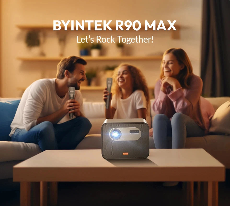 BYINTEK R90 Max Full HD 1080P projecteur 4K DLP 2200 ANSI Lumens Android TV 11.0 3D 4K pris en charge projecteur de cinéma maison intelligent