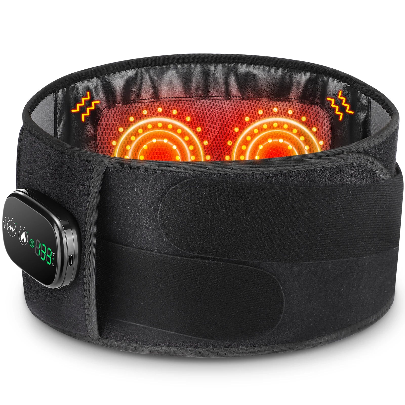 Electric heated waist massager, vibration-powered hot compression massage belt, lumbar decompression brace, lower back support, muscle relaxation