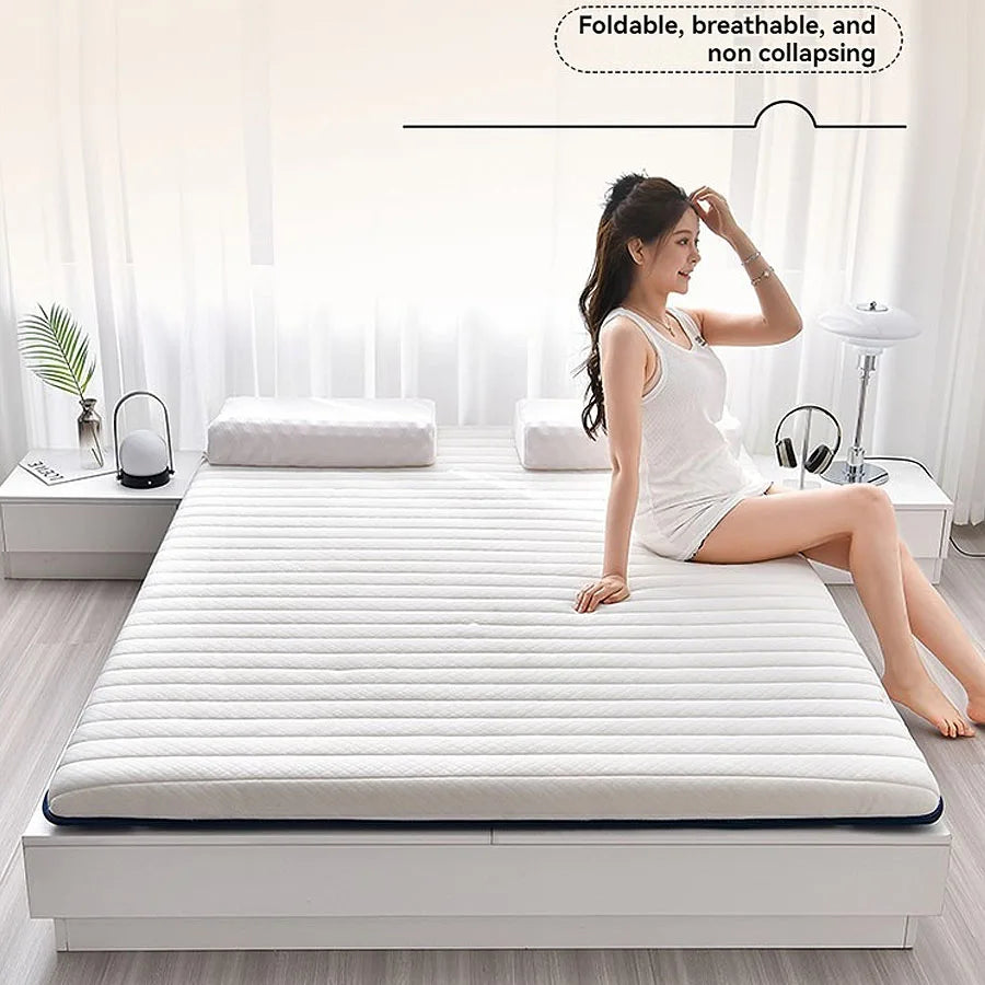 Coussin de matelas en latex, literie épaisse pour usage domestique, semelle pour usage simple ou double, coussin de matelas pliable en coton à mémoire de forme