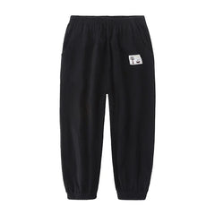 Pantalons pour enfants pour garçons et filles, en coton et lin, taille élastique, couleur unie, pantalons moustiques d'été, vêtements pour enfants, pantalons longs 100-160cm