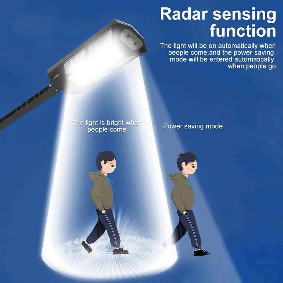 The latest solar LED light, 9900LM, outdoor solar motion sensor lamp, 4 modes, IP65 waterproof, solar garden light, street/courtyard lantern