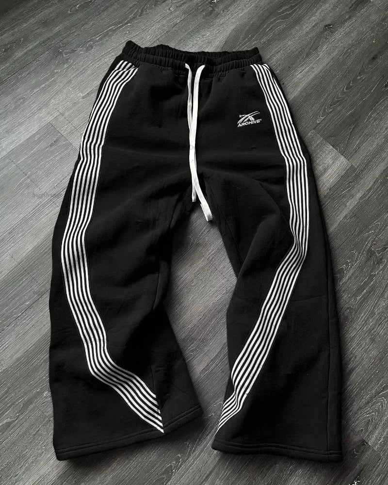 Y2k Casual Grey Embroidered Trousers, Lace Running Pants with Lustre, Functional Tactical, Camouflage for Men and Women