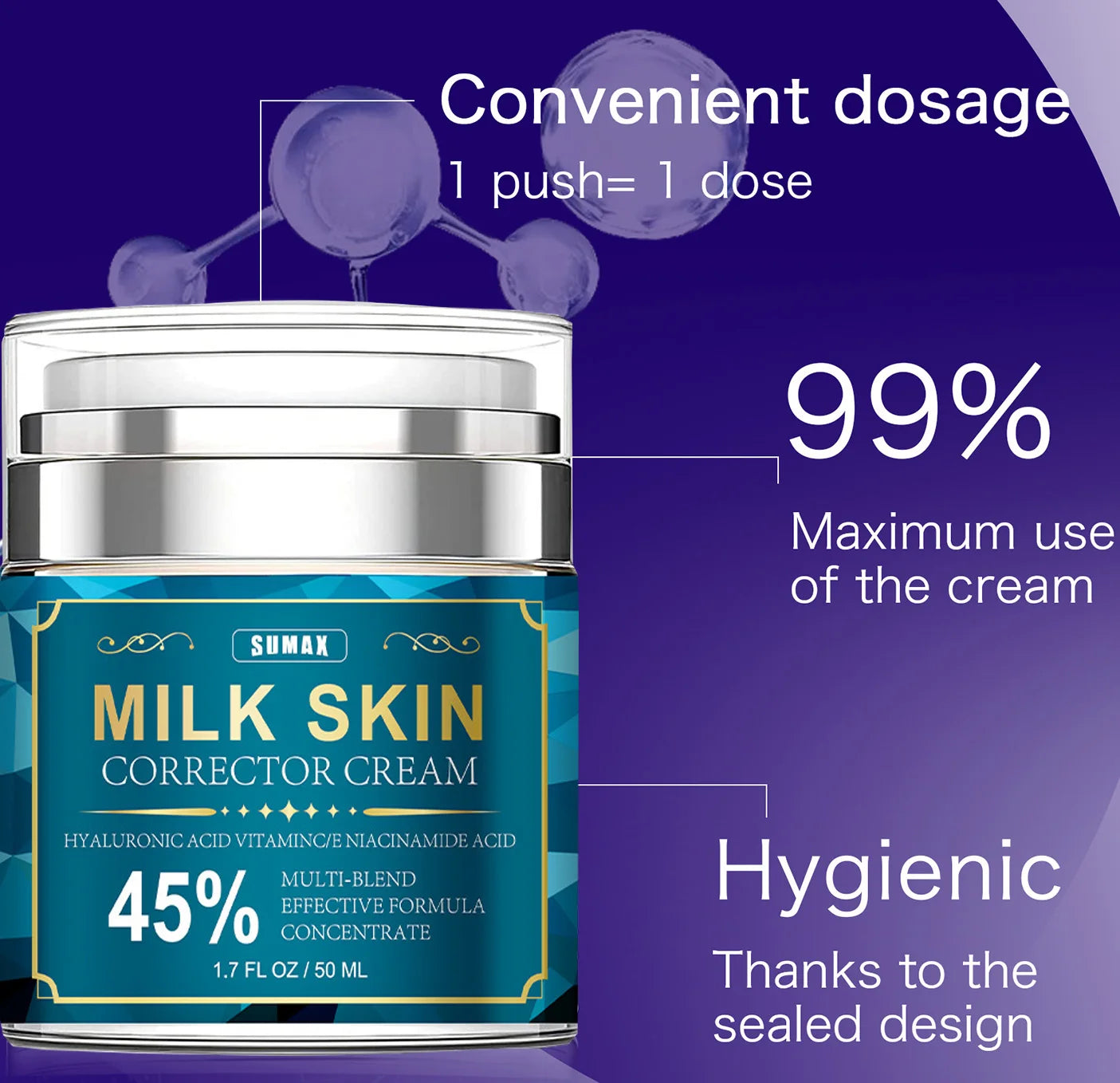 Sumax-Crème pour le visage au collagène de rétinol, soin hydratant à l'acide hyaluronique, raffermissant et éclaircissant à 5%, 50ml