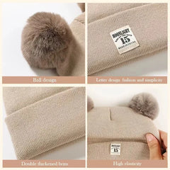 Bonnet en tricot avec pompon pour enfants chapeaux chauds pour bébés chapeau pour enfants accessoires pour garçons et filles document solide automne et hiver