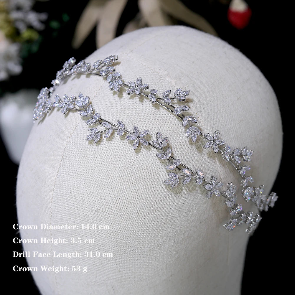 Diadème de mariage en cristal, bande de sauna du cuir chevelu, couronne CZ, accessoires pour cheveux, bijoux de demoiselle d'honneur, pièces de sauna pour femmes, 2024