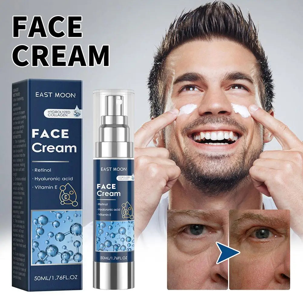Crème hydratante pour le visage 6 en 1 pour hommes, 50ml, revitalisante, soins pour la peau, particules, avec collagène, Anti-vieillissement et rides