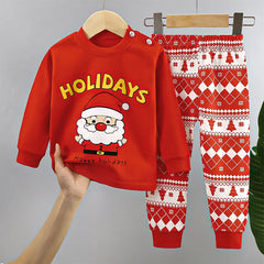 Ensembles de noël pour enfants, vêtements en coton à manches longues pour garçons et filles, hauts et pantalons, costumes pour arbre de noël, automne et hiver