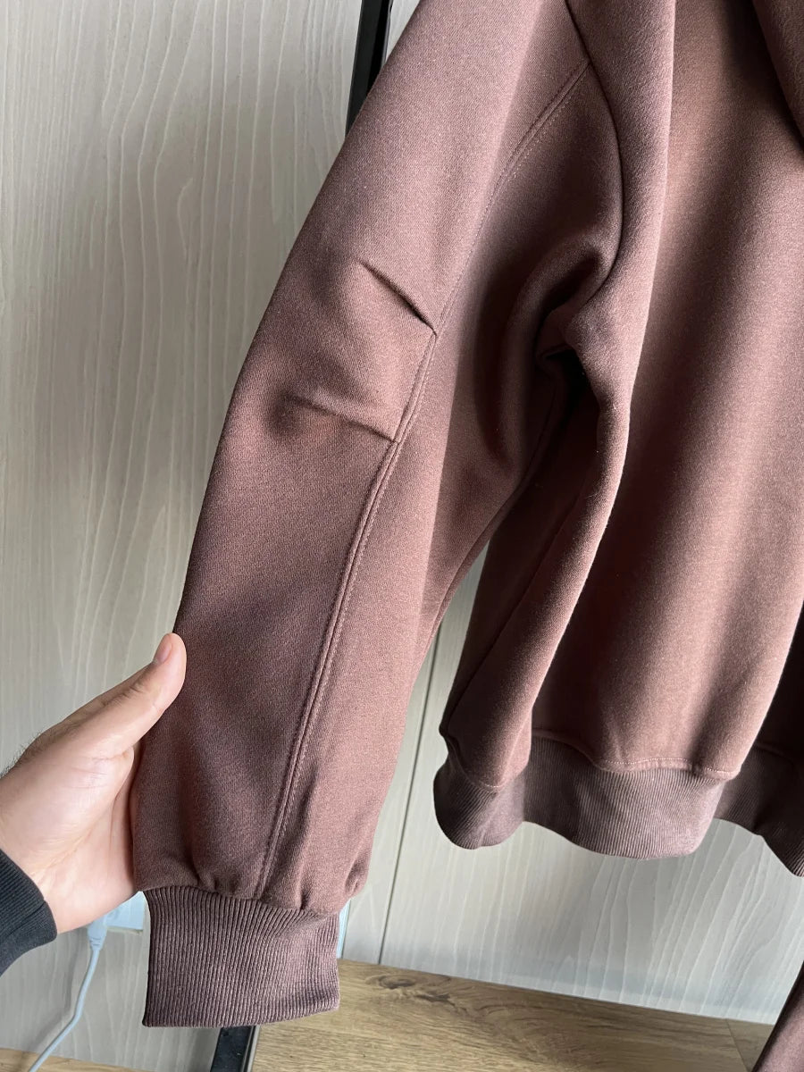 ETJ 2025 automne/hiver nouveau sport décontracté pour femmes surdimensionné sweat à capuche avec fermeture éclair jambe large vadrouille pantalons de survêtement ensemble 4174842