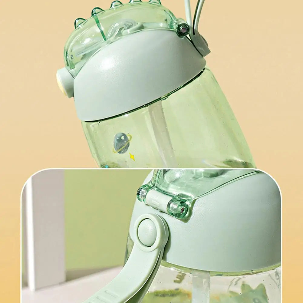 Bouteille d'eau dinosaure pour enfants avec paille en silicone, bouteille d'eau en plastique, tasse d'été pour enfants, 500ml