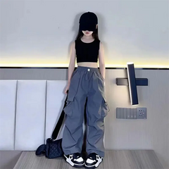 Pantalons Cargo pour filles de 5 à 14 ans, mode printemps, pantalons amples pour enfants, nouveau Style, pantalons à jambes larges, vêtements décontractés pour filles
