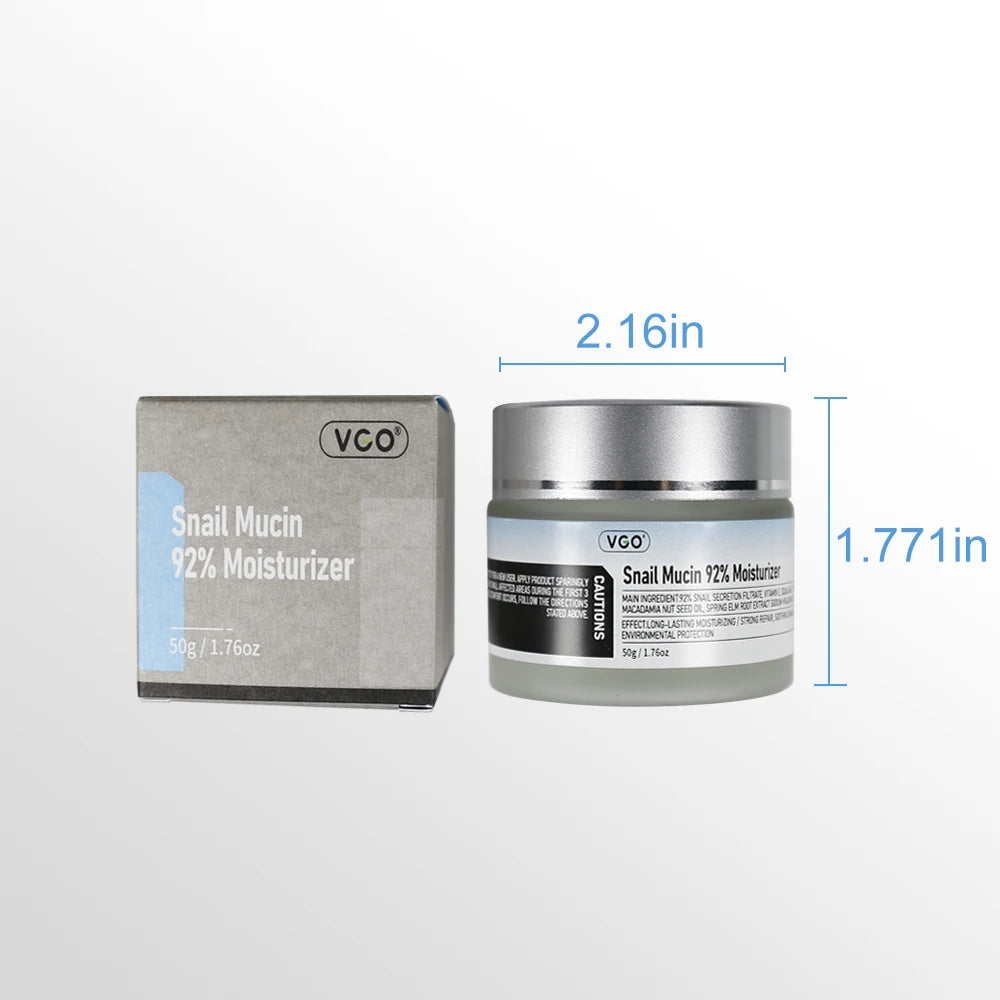 VGO-Crème hydratante à la mucine d'escargot 92%, pour peaux sèches et sensibles, 50g/1.760zCleanser, hydratant, soins de la peau