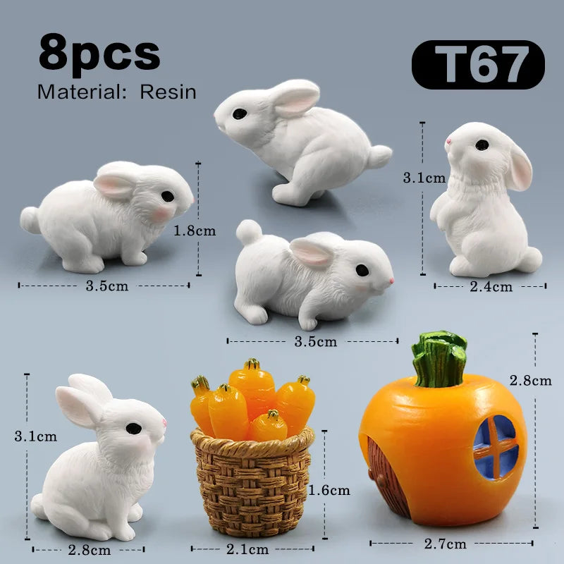Figurine de lapin de pâques de noël, bricolage, paysage, maison, Kawaii, décor de chambre Miniature, accessoires de décoration de jardin féerique, moderne, 2025