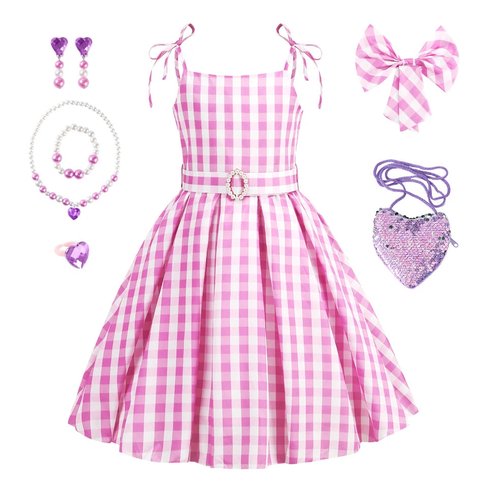 Robe de Costume à carreaux pour filles, pour anniversaire, Halloween, vêtements pour enfants, robes de fête, princesse Cosplay