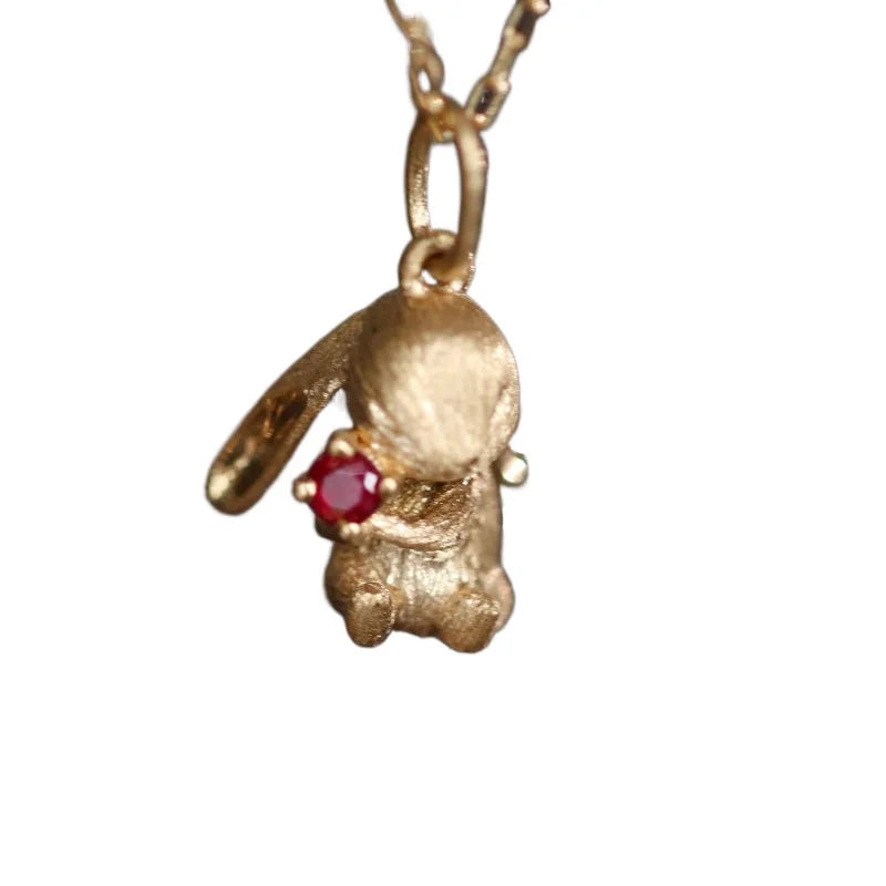 Ensemble de bijoux lapin mignon, boucles d'oreilles artisanales en or ancien mat pour femmes, bague, collier, cadeaux pour petite amie, nouveauté