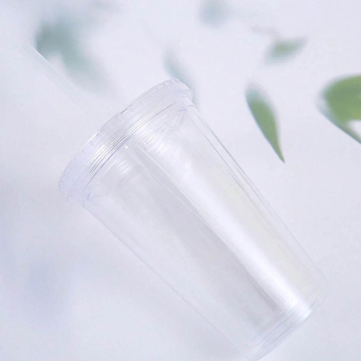 Tasse à boire transparente en plastique Double couche réutilisable de 450ml, bouteille d'eau avec couvercle, tasse en paille, boisson extérieure, thé, lait, outils