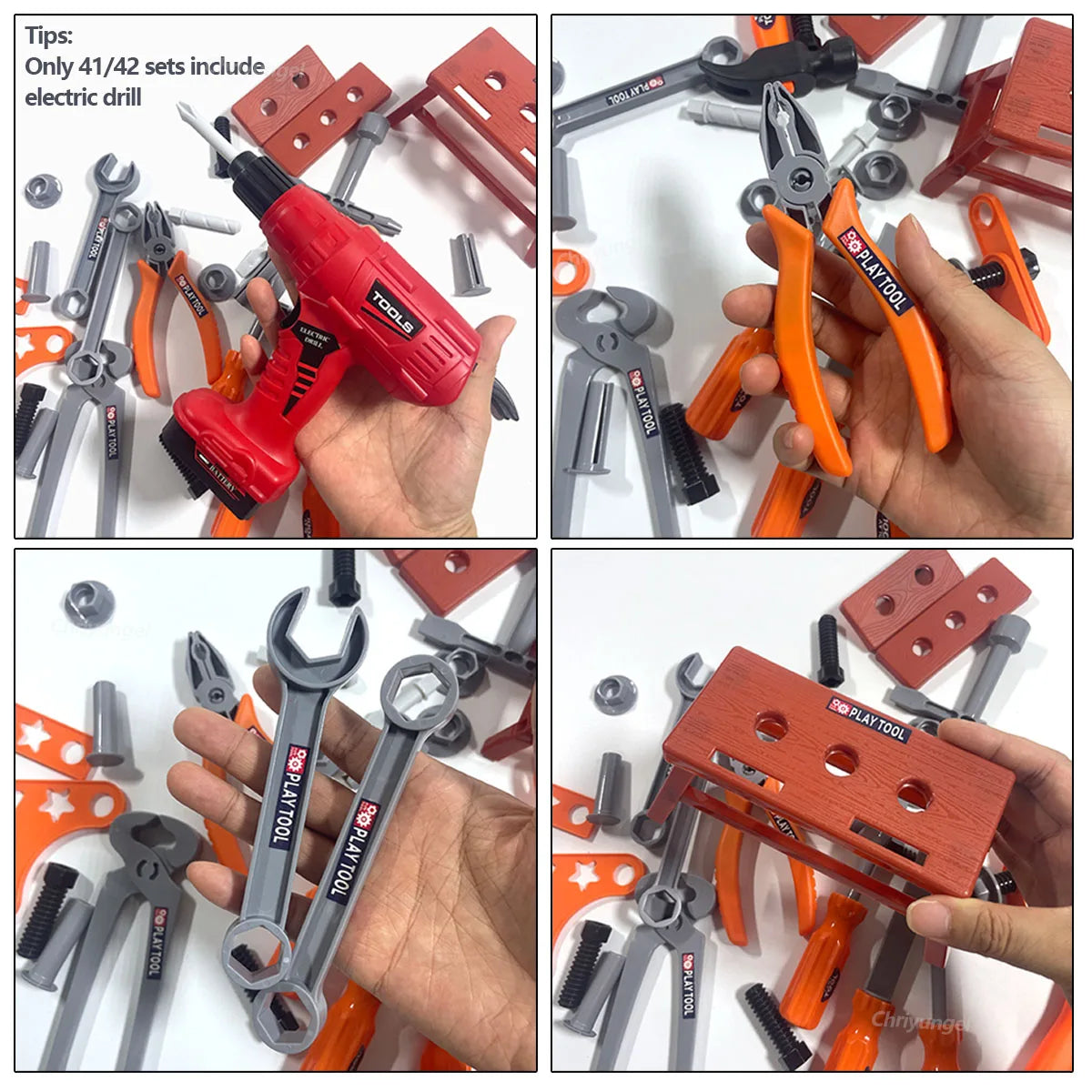 Ensemble d'outils pour enfants, jouets 38/41/42 pièces, Kit d'outils de Construction de réparation pour tout-petits, jouets éducatifs d'apprentissage, cadeau pour garçons et filles