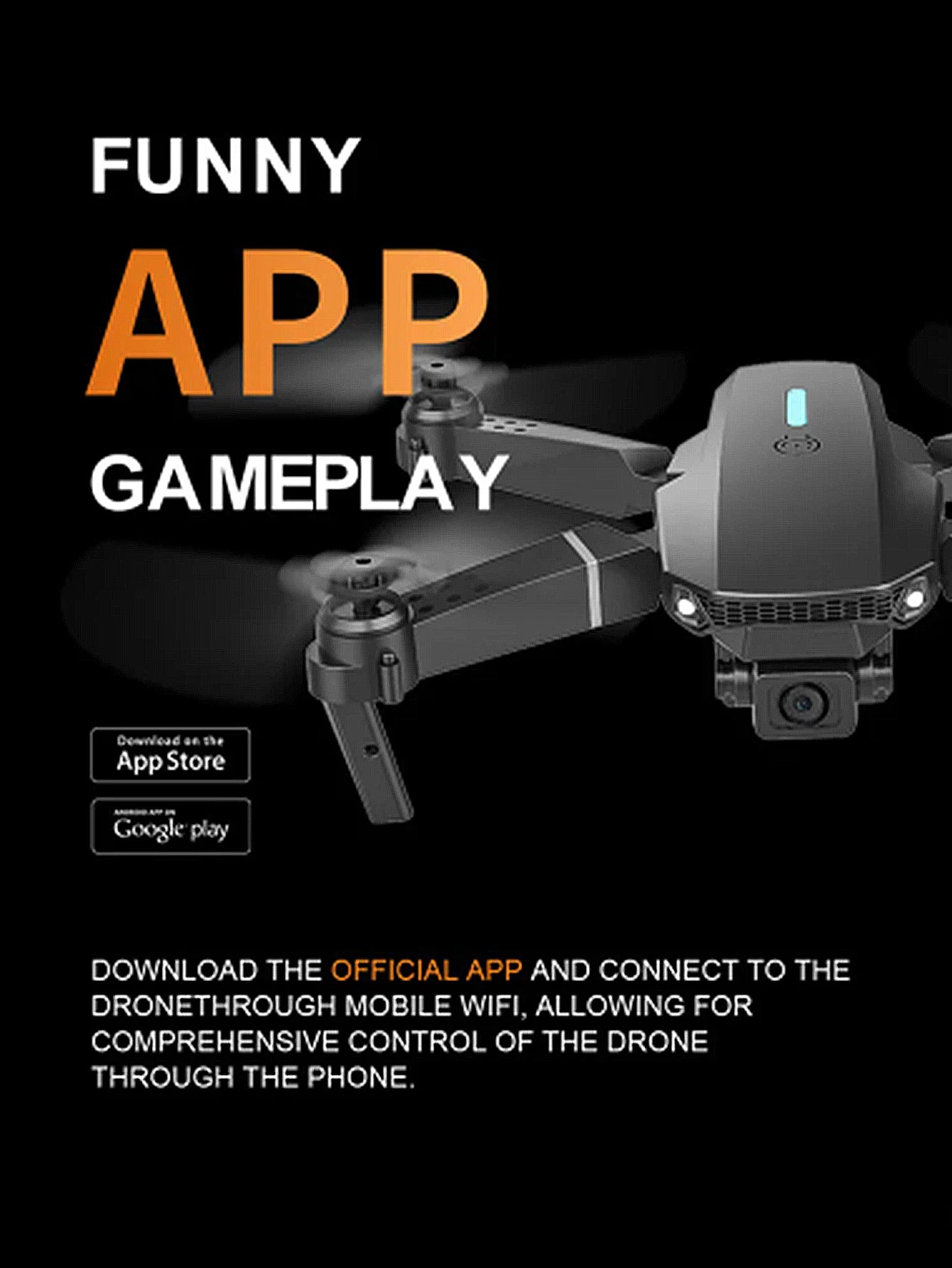 E88 4K Professional Drone, Wide-Angle HD Camera, WiFi FPV, Altitude Hold, Foldable RC Quadrotor Helicopter, Children's Toys (Camera Not Included)