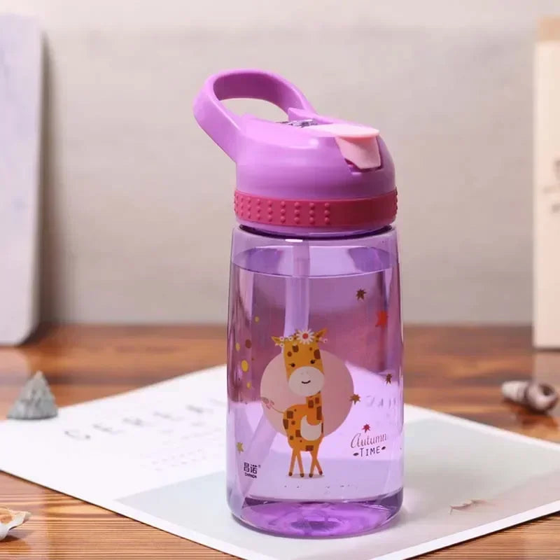 Bouteille d'eau pour enfants avec paille sans BPA, bouilloire à boire pour enfants, tasse d'école Portable en plastique sain de 480ML, tasse d'eau transparente