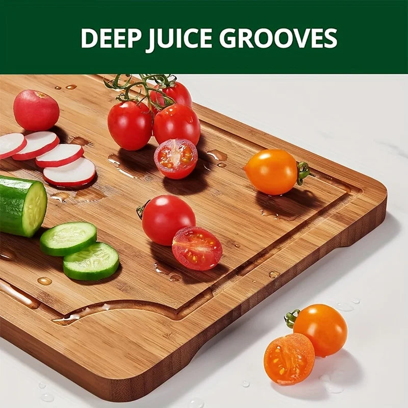 Ensemble de planches à découper en bambou, planche à découper polyvalente épaisse en bois pour viande, légumes et fruits