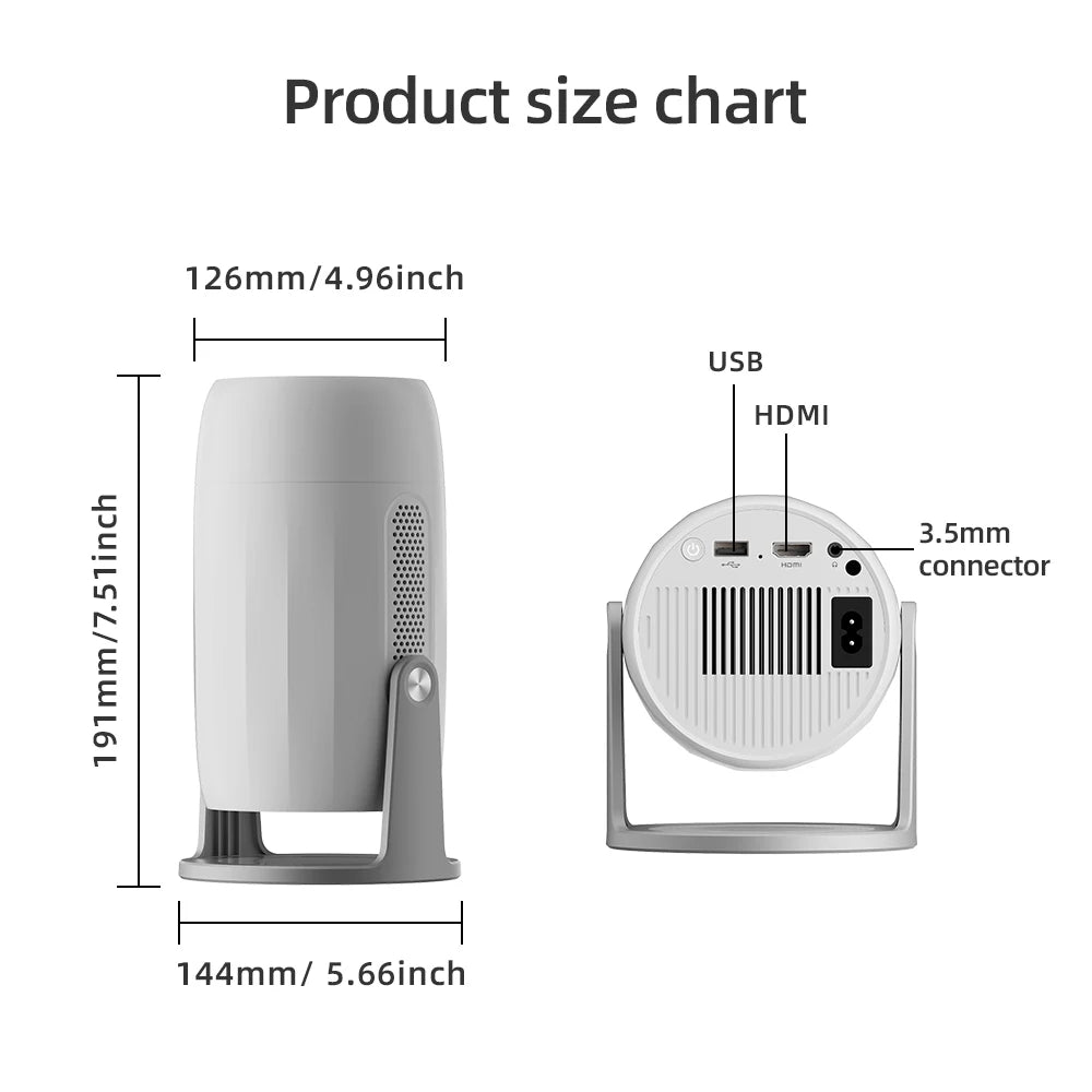 Lenovo Portable 4K projecteur 100M Android 12 WIFI 6 TOF No-Sense mise au point automatique extérieur Full HD projecteur vidéo film Home cinéma