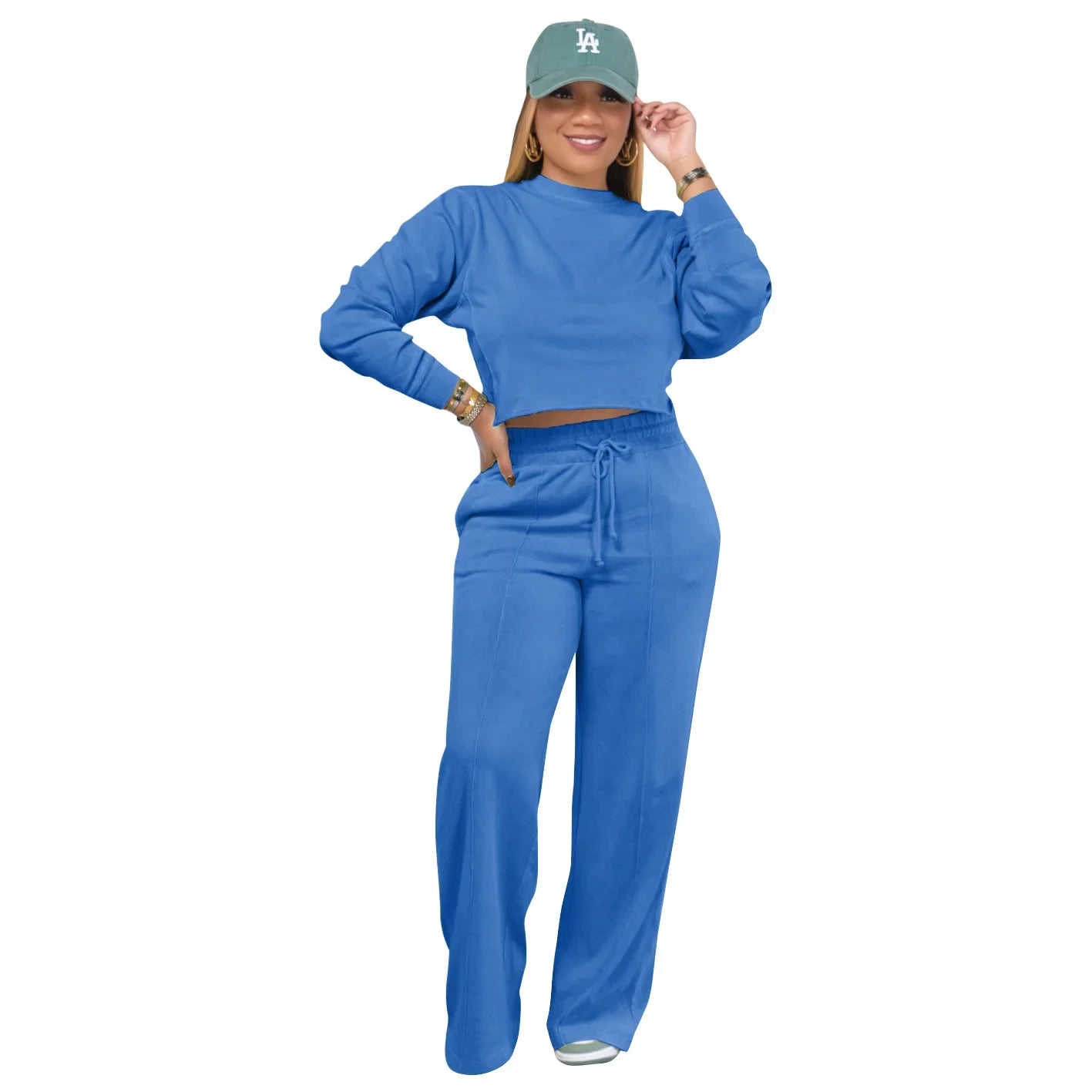 Ensemble de vêtements pour femmes, pull + pantalon, 2 pièces, costumes d'hiver épais et chauds, couleur unie, survêtement décontracté