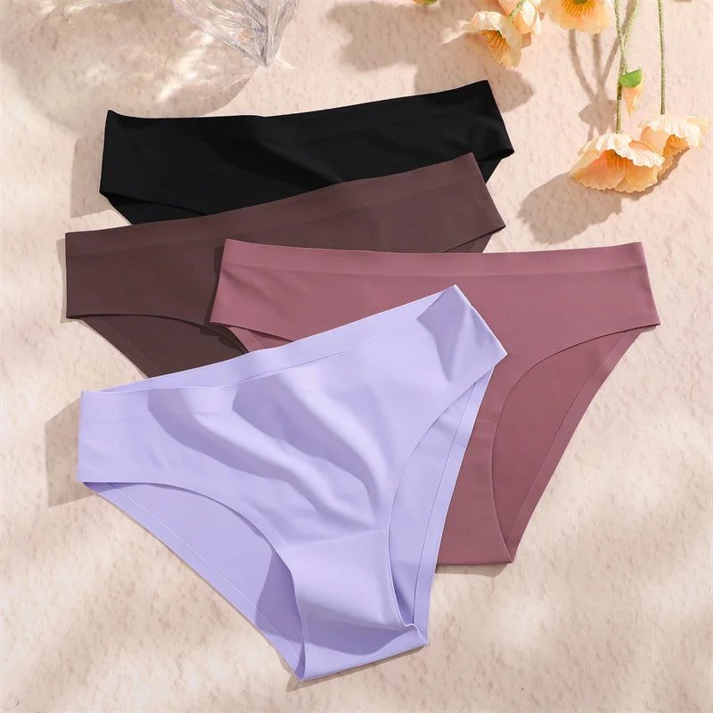 3 pièces/ensemble femmes culottes Sexy sans couture sans Trace sous-vêtements taille basse slips 9 couleurs unies respirant intimes Lingerie Ultra mince