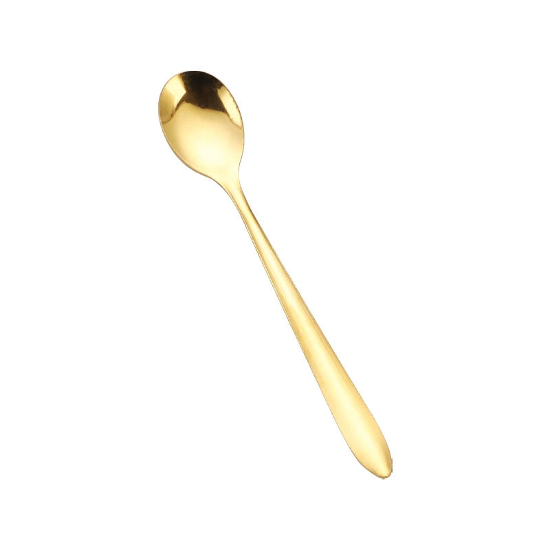 Round, gold-plated stainless steel teaspoons with long handles, for cupcakes, fruit, coffee, honey, desserts, Assad spoon, Britware
