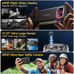 Ulefone Armor 27T Pro 5G téléphone robuste 10600mAh Smartphone Android 14 50MP + 64MP caméra de nuit 6.78 "jusqu'à 24GB RAM + 256GB ROM NFC