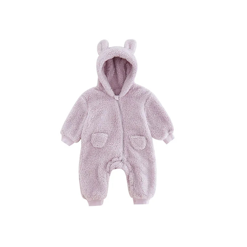 2025 combinaisons chaudes à capuche en polaire pour bébé automne hiver à manches longues barboteuses pour bébé nouveau-né garçon fille Homewear pyjamas