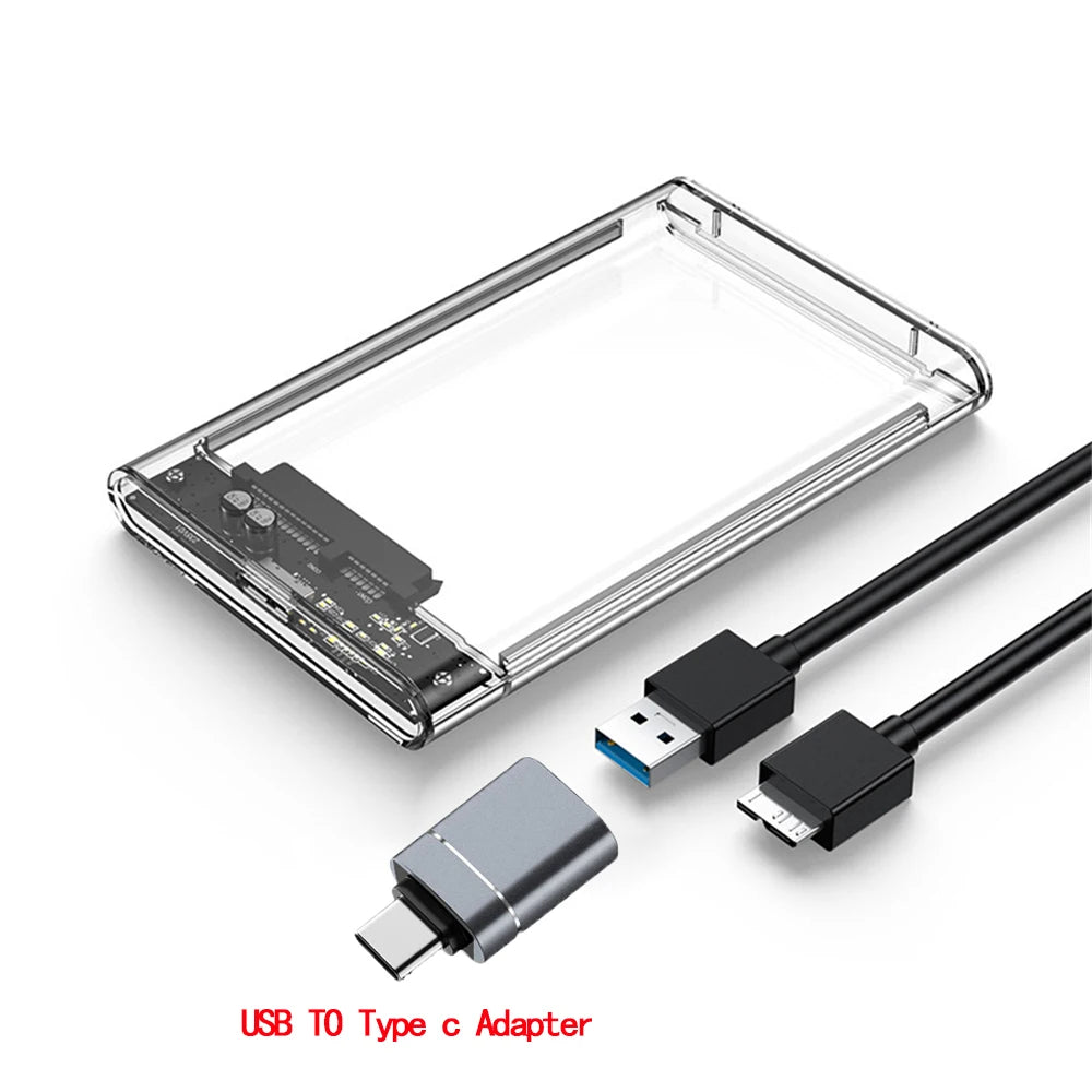 Boîtier de disque dur USB 3.0, boîtier de disque dur SATA SSD de 2.5 pouces avec vitesse de transfert de 5Gbps, boîtier externe Mobile, câble de boîtes de disque dur