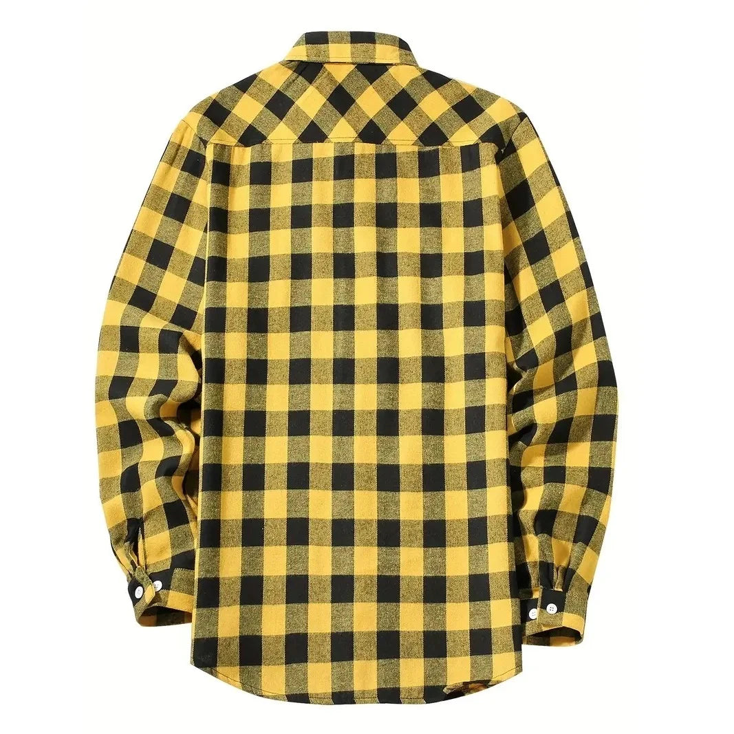Chemises pour hommes simple boutonnage classique Plaid intelligent décontracté chemise en flanelle à manches longues poitrine deux poches conception printemps automne hommes hauts