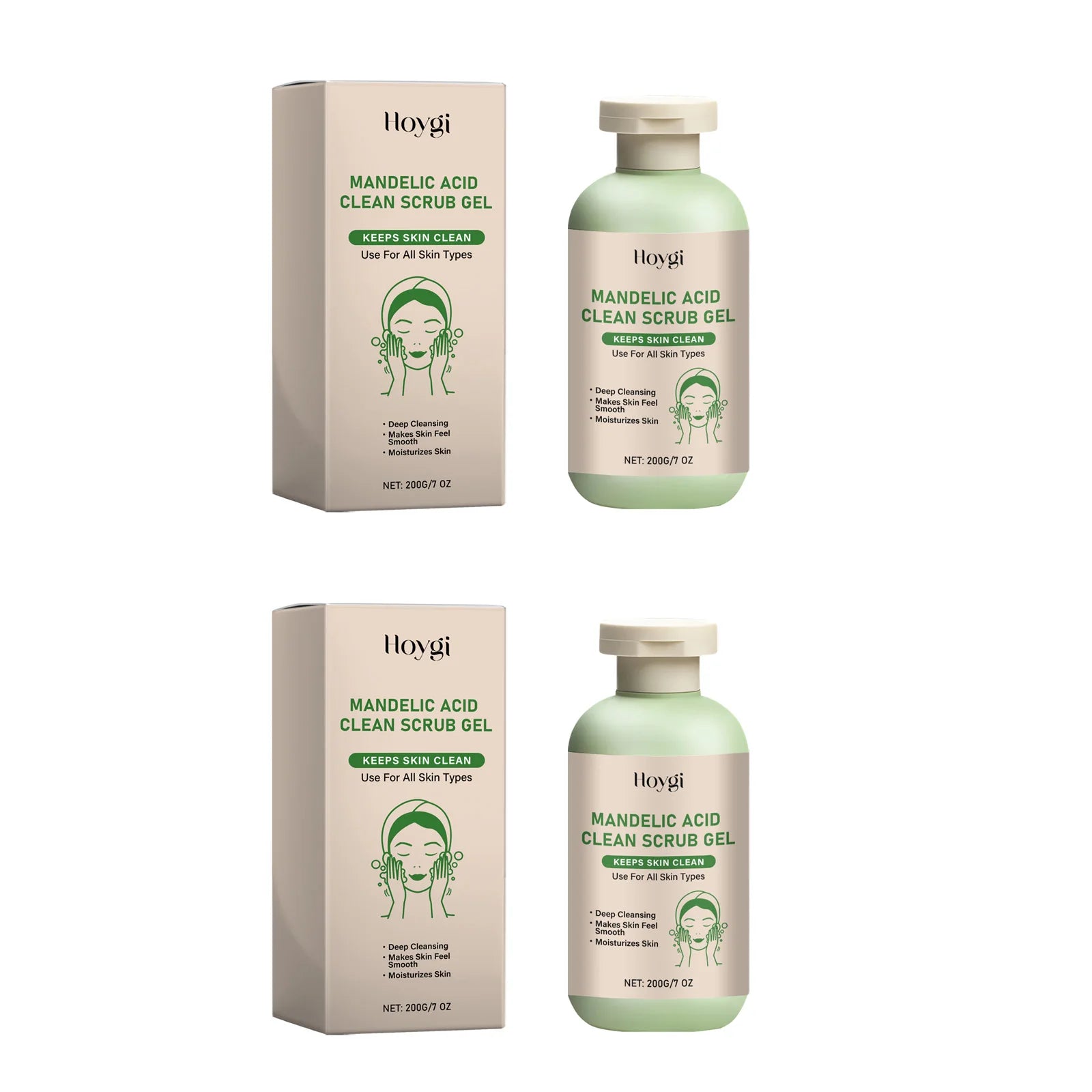 Gel gommage propre pour le corps à l'acide mandélique, exfoliant doux, dissolvant de peau morte, lissant, soins pour la peau, hydratant, nettoyage en profondeur