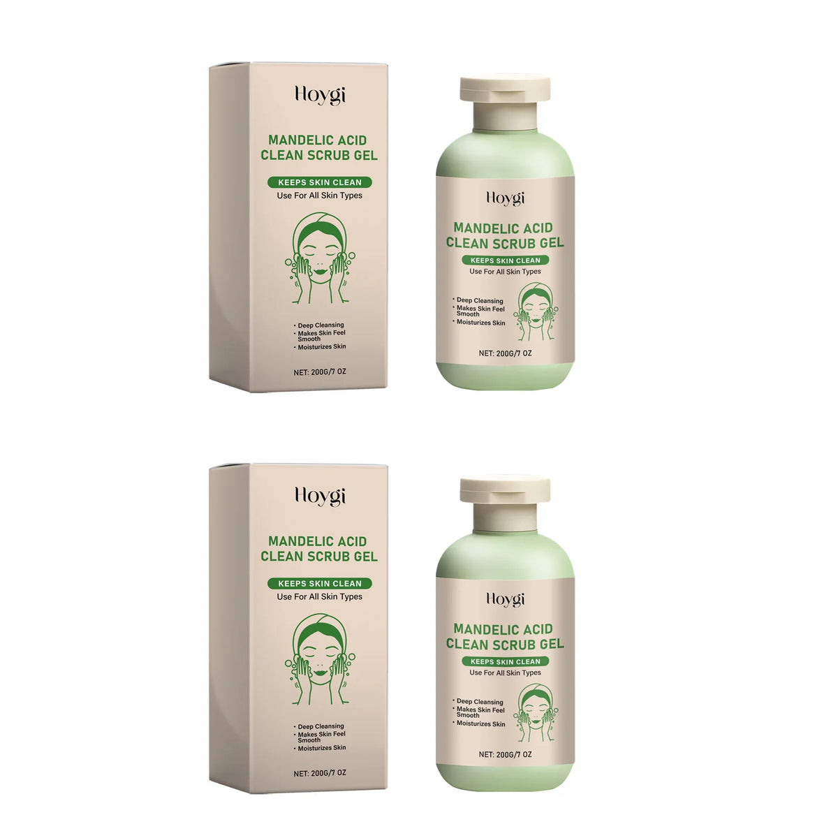 Gel gommage propre pour le corps à l'acide mandélique, exfoliant doux, dissolvant de peau morte, lissant, soins pour la peau, hydratant, nettoyage en profondeur