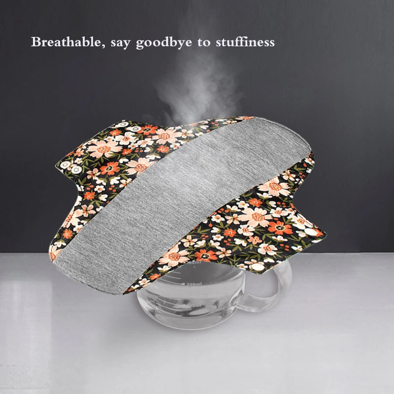 Serviettes hygiéniques antidérapantes, 5 pièces, doublure en graphène, tissu en coton, serviettes hygiéniques respirantes et lavables pour femmes, période avec sac humide