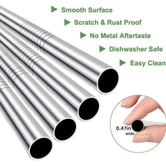 FAIS DU 4 pièces 12mm paille réutilisable en acier inoxydable 304 avec brosse de nettoyage pour un sorter facile des smoothies épais et des Milkshakes