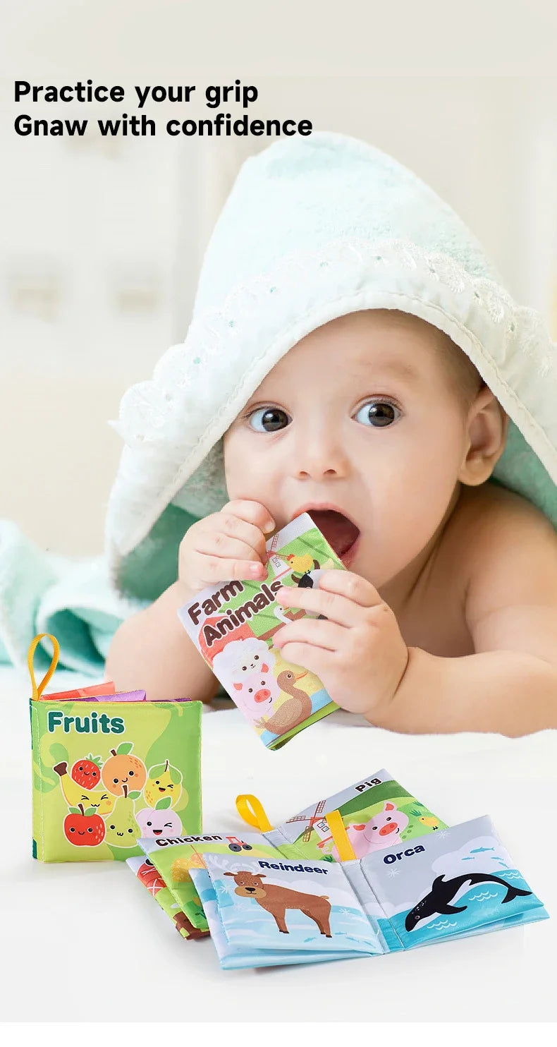 Livre de grillades doux pour enfants, jouets pour enfants précoces, son de bruissement, fruits, nombres d'animaux, moyens de transport alimentaires