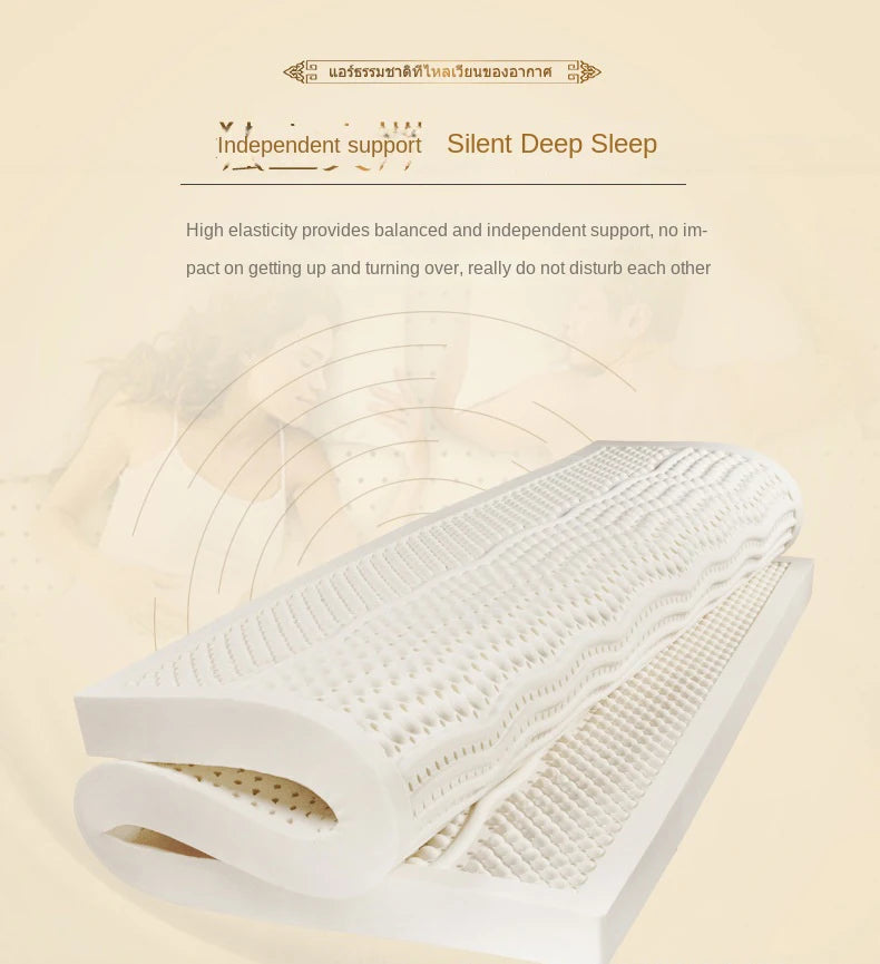 Matelas en latex naturel thaïlandais avec housse, matelas en caoutchouc pur, lit épaissi, coussin de dortoir à domicile, 100% m, 1.5m