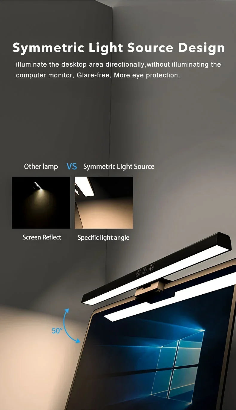 LED lampe de bureau moniteur barre lumineuse PC ordinateur écran réglable lumière 33 cm 50 cm bureau étude lecture lampe de Table suspendue alimenté par USB