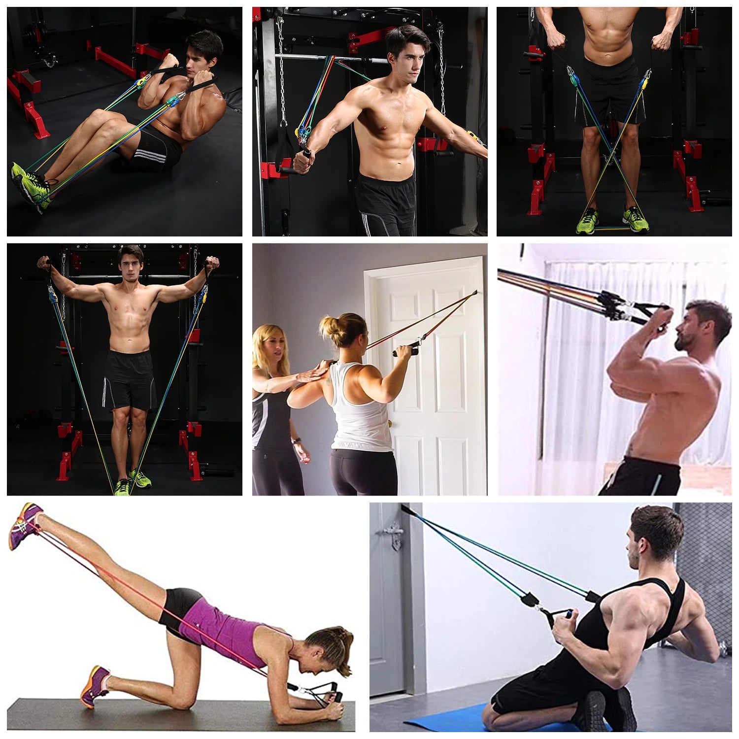 Ensemble de bandes de résistance de musculation, tendeur multifonction, ceinture d'entraînement musculaire, bandes élastiques, équipement de Fitness Portable