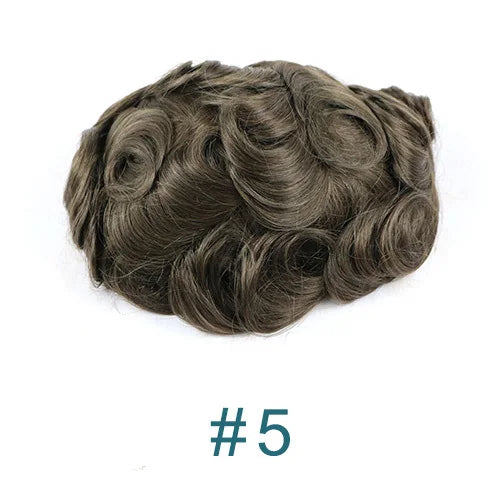 100% cheveux humains hommes toupet naissance des cheveux naturelle pleine peau Pu Base Durable mince 0.1mm hommes perruques unité de remplacement prothèse capillaire