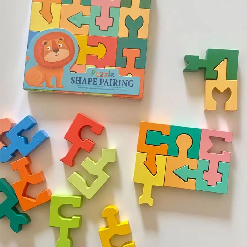Puzzles en bois pour enfants, blocs de construction assemblés, jouets éducatifs, pensée logique, entraînement spatial, jouets Montessori