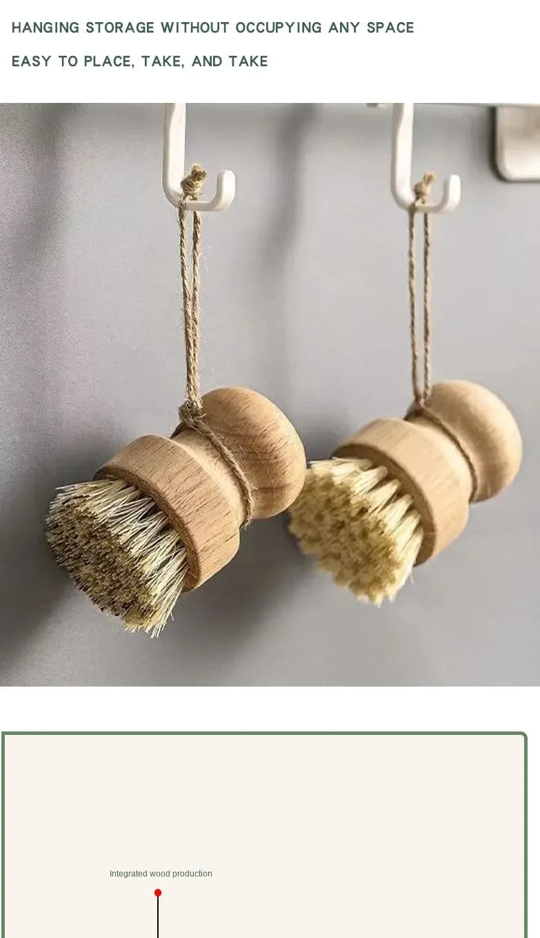Brosse de nettoyage de cuisine, brosse à vaisselle en bois avec Sisal naturel et noix de coco, Durable, Portable, écologique, zéro déchets, 2 pièces/ensemble